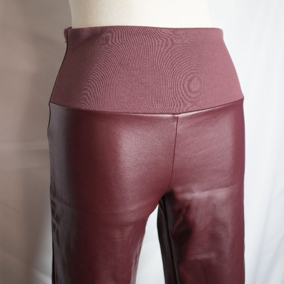 Spanx Assets Red Wine Faux Leather Leggings Small - Picture 5 of 14